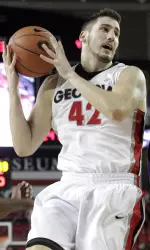 Sophomore Nemanja Djurisic had his second career double-double in Georgia's 68-62 win Friday night.