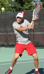 Hernus Pieters, above, won his match at No. 5 singles.