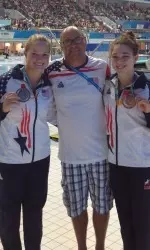 Laura Ryan (L), Coach Patrick Jeffery (C) and Meghan Houston (R)