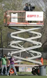 Hydraulic lifts like the one shown above, will be replaced by custom built filming towers.