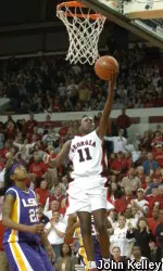 Many of Sherill Baker's points were scored off layups following steals.