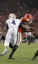 Amarlo Herrera intercepts a pass on an Auburn fourth down play.