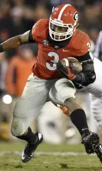 Todd Gurley runs against Auburn during the second half. Georgia defeated Auburn 34-7.
