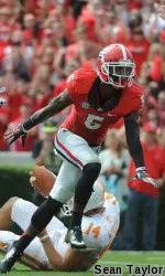 Damian Swann had eight tackles, including a sack, against Tennessee.