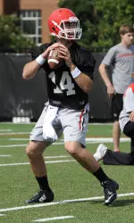 Hutson Mason completed 22-of-31 pass attempts for 204 yards and two touchdowns in Friday's scrimmage.