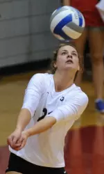 Caroline Ostman has played in nearly every set this season and contributed tremendously as a freshman. (Photo by Sean Taylor)