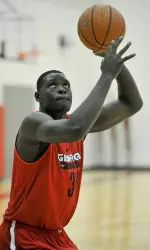 Forward Derek Ogbeide said he liked being part of a large freshman class. (Photo by Sean Taylor)