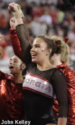 Mary Beth Box was key to the Gymdogs' win over Arkansas last weekend.
