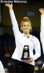 Brittany Rogers tied for second on bars at the NCAA Individual Event Finals.