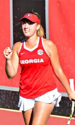 Kennedy Shaffer scored an upset for Georgia, defeating No. 59 Fernanda Navarro in two sets.