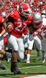 Junior Nick Chubb is fifth on Georgia's all-time rushing list entering Saturday's game at Kentucky. (Photo by Dale Zanine-USA TODAY Sports)