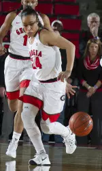 Georgia guard Marjorie Butler tries to have as much fun as possible on the court. (Photo by John Kelley)