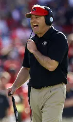 Georgia's Kirby Smart coaches during the second half Saturday. (Photo by Brett Davis-USA TODAY Sports)