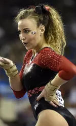Mary Beth Box matched Ashlyn Broussard with 9.9125s on beam to lead Georgia.