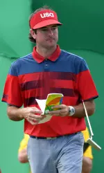 Bubba Watson (USA) on the fifth green during round 2 of men's golf in the Rio 2016 Summer Olympic Games at Olympic Golf Course. Mandatory Credit: Michael Madrid-USA TODAY Sports