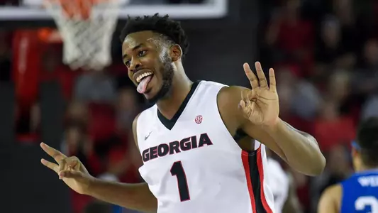 Yante Maten (1) reacts after scoring a basket against the North Carolina-Asheville Bulldogs.