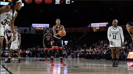 Clark at the free throw line