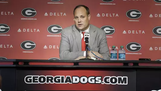 Georgia head coach Mark Fox during the Bulldogs' game against the Winthrop University Eagles in Stegeman Coliseum on Tuesday, Dec. 5, 2017 in Athens Ga. (Photo by John Kelley/UGA)