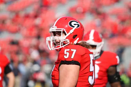 Georgia defensive tackle Alex Essex (57) during the Bulldogs’ game against Georgia Tech