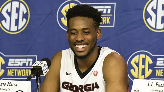 Yante Maten following Georgia's win over Tennessee in the 2017 SEC Tournament.