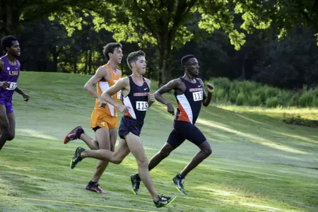 Georgia's Bryan Kamau and Austin Sprague during the 2017 Bulldog SEC Preview on Saturday, Sep. 9, 2017 in Athens, Ga. (Photo by Caitlyn Tam)