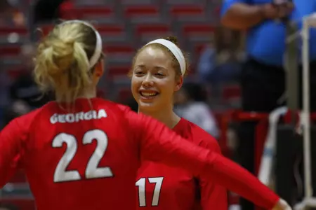 Georgia's Kianna Young (17) during the Bulldogs' match against UCF at Ramsey Student Center in Athens, Ga., on Wednesday, Nov. 29, 2017. (Photo by Steffenie Burns)
