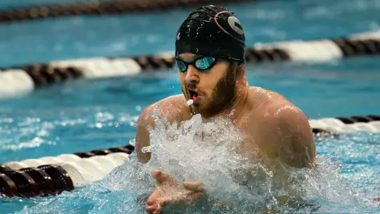 Georgia's Gunnar Bentz during the SEC Swimming and Diving Championships in College Station, Texas, on Thursday, Feb. 15, 2018. (Photo by Steven Colquitt)