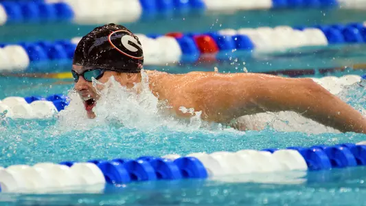 Georgia's Gunnar Bentz during the NCAA Men's Swimming and Diving Championships in Minneapolis, Minn., on Saturday, March 24, 2018. (Photo by Steven Colquitt)