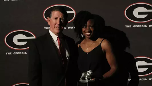 Female Athlete Of The Year Keturah Orji with UGA Athletic Director Greg McGarity