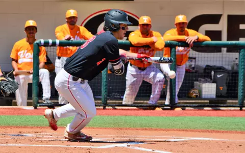 Georgia outfielder Tucker Bradley (28) during the Bulldogs' game against Tennessee at Foley Field in Athens, Ga. on Saturday, Apr. 28, 2018. (Photo by Caitlyn Tam)