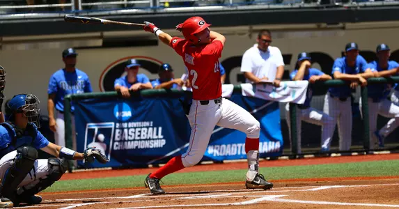 Aaron Schunk Hitting in Red