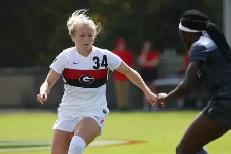 Georgia forward Reagan Glisson (34) during the Bulldogs' game against Vanderbilt at the Turner Soccer Complex in Athens, Ga. on Sunday, Sept. 24, 2017. (Photo by Steffenie Burns)