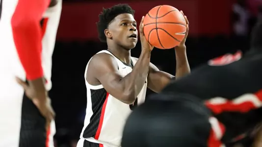 Georgia basketball player Anthony Edwards (5) during an exhibition game against Valdosta State in Stegeman Coliseum in Athens, Ga., on Friday, Oct. 18, 2019. (Photo by Tony Walsh)
