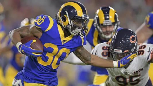 Los Angeles Rams running back Todd Gurley runs against the Chicago Bears Sunday, Nov. 17, 2019, in Los Angeles. (AP Photo/Kyusung Gong)