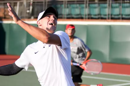 Georgia tennis player Philip Henning during the 52nd Annual Southern Intercollegiate Championships at the Dan Magill Tennis Complex in Athens, Ga., on Friday, Sept., 27, 2019. (Photo by Chamberlain Smith)