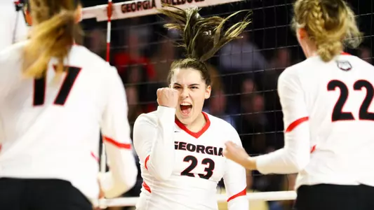 Georgia outside hitter Kacie Evans (23) during a match against Kentucky in Stegeman Coliseum on Friday, Nov. 8, 2019. (Photo by Tony Walsh)