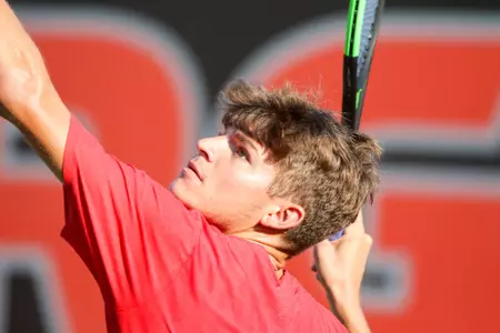 Georgia tennis player Britton Johnston during the 52nd Annual Southern Intercollegiate Championships at the Dan Magill Tennis Complex in Athens, Ga., on Friday, Sept., 27, 2019. (Photo by Chamberlain Smith)