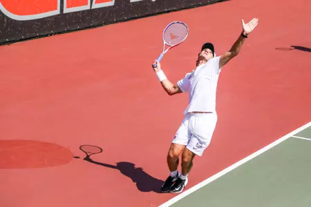 Georgia tennis player Trent Bryde during the 52nd Annual Southern Intercollegiate Championships at the Dan Magill Tennis Complex in Athens, Ga., on Friday, Sept., 27, 2019. (Photo by Chamberlain Smith)