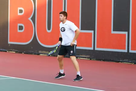 Georgia tennis player Samuel Dromsky during the 52nd Annual Southern Intercollegiate Championships at the Dan Magill Tennis Complex in Athens, Ga., on Sunday, Sept., 29, 2019. (Photo by Chamberlain Smith)