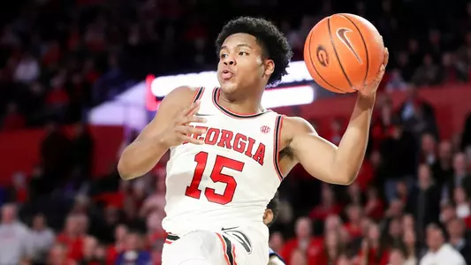 Georgia basketball player Sahvir Wheeler (15) during the Bulldogs’ game against SMU at Stegeman Coliseum in Athens, Ga., on Friday, Dec. 20, 2019. (Photo by Tony Walsh)