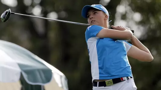 Caterina Don, of Italy, tees off the first hole during the final round of the Augusta National Women's Amateur golf tournament in Augusta, Ga., Saturday, April 6, 2019. (AP Photo/David Goldman)