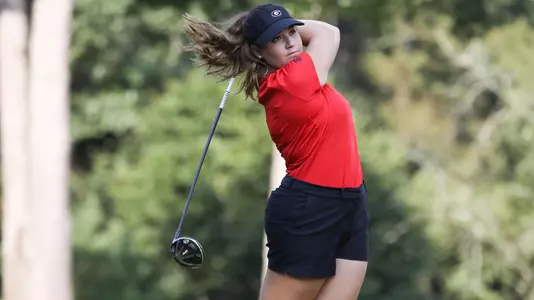 Georgia golfer Gabriella Coello during a photoshoot at the UGA Golf Course in Athens, Ga., on Tuesday, Aug. 14, 2019. (Photo by Tony Walsh)