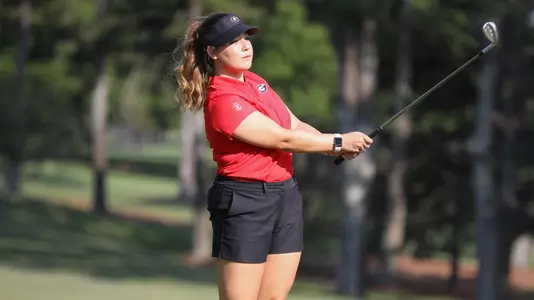 Georgia golfer Gabriella Coello during a photoshoot at the UGA Golf Course in Athens, Ga., on Tuesday, Aug. 14, 2019. (Photo by Tony Walsh)