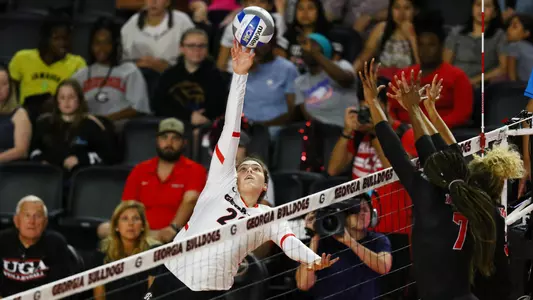 Georgia outside hitter Kacie Evans (23) during a match against NC State in Stegeman Coliseum in Athens, Ga., on Thursday, Sept. 19, 2019. (Photo by Tony Walsh)
