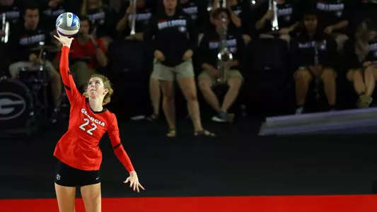 Georgia setter Meghan Donovan (22) during a match against Georgia Tech in Stegeman Coliseum in Athens, Ga., on Friday, Sept. 20, 2019. (Photo by Tony Walsh)
