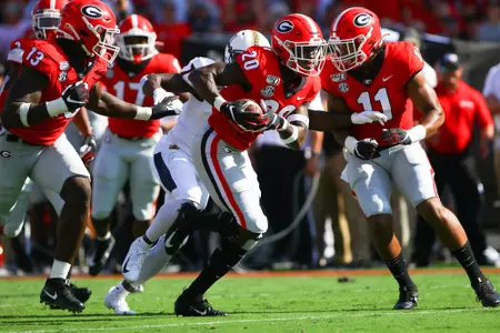Georgia defensive back J.R. Reed (20) during the Bulldogs during the Bulldogs' game against the Murray State Racers on Dooley Field at Sanford Stadium in Athens, Ga., on Sat., Sept. 7, 2019. (Photo by Tony Walsh