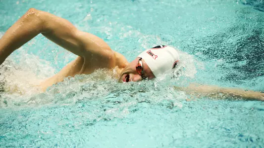 Georgia swimmer Kevin Miller during a meet against Tennessee in the Gabrielsen Natatorium in Athens, Ga., on Sat., Jan. 25, 2020. (Photo by Tony Walsh)