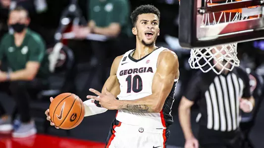 Georgia basketball player Toumani Camara (10) during a game against Jacksonville at Stegeman Coliseum in Athens, Ga., on Friday, Dec. 4, 2020. (Photo by Tony Walsh)