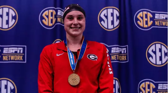 Georgia swimmer Courtney Harnish repeated as SEC Champion in the 500-yard freestyle.
