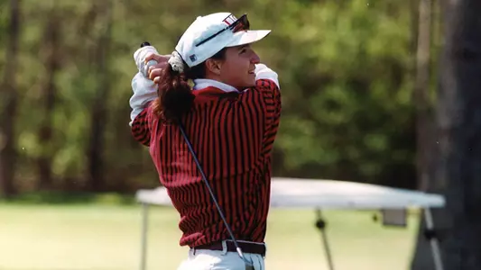 Action shot of Julia Boros competing for UGA.